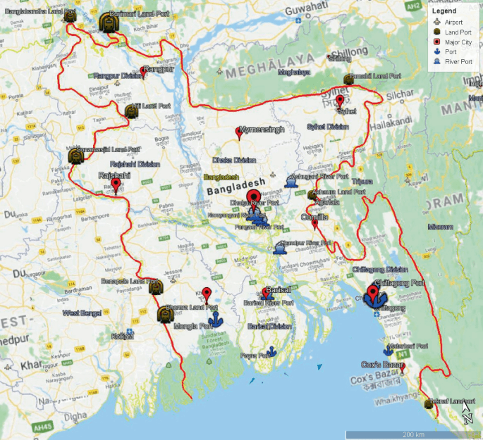Bangladesh Port Map